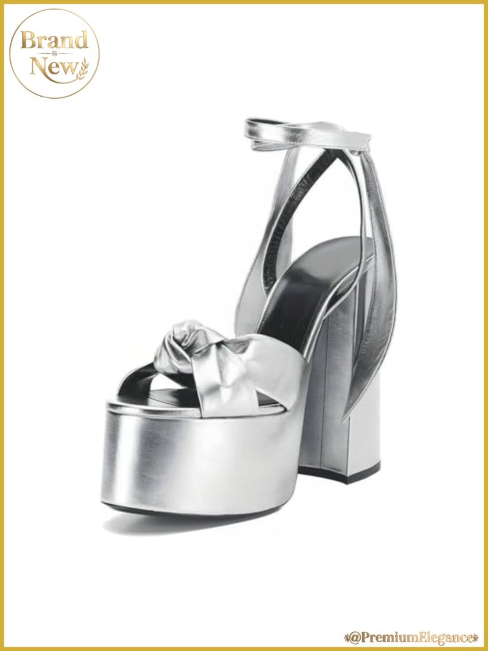 Metallic Lace Up Platform Heeled Sandals